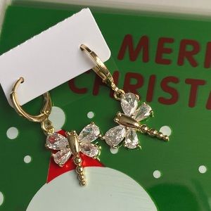 Butterfly women earrings Gold filled